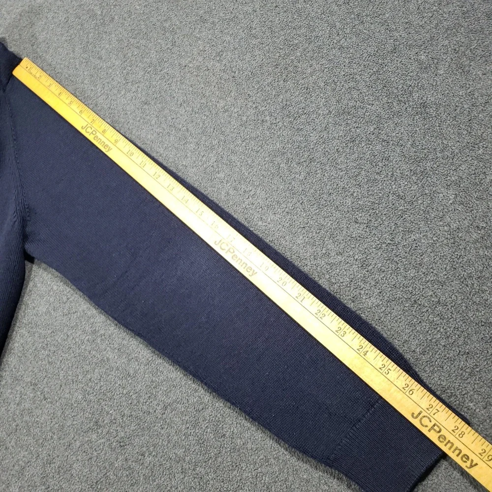 LL Bean‎ Quarter Zip Sweater Mens L Tall Navy Blue 100% Merino Wool 285159